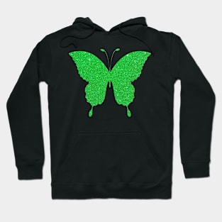 Bright Green Faux Glitter Butterfly Hoodie